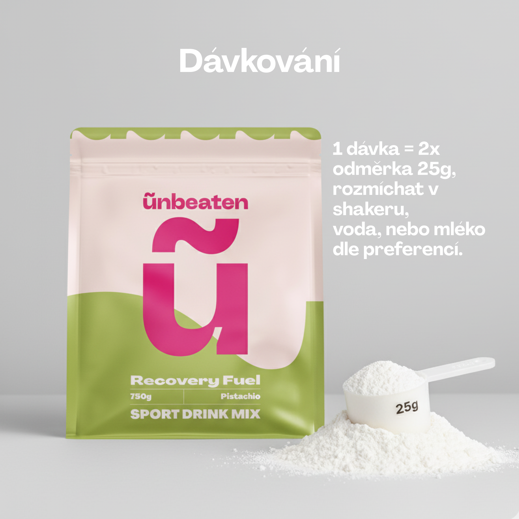 Dávkování Recovery Fuel — 50g do 400ml vody nebo mléka